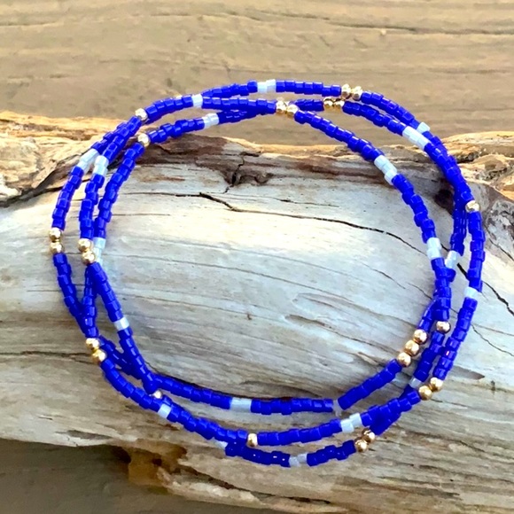 Memphis Gameday stack! miyuki delicas seed beed +14k gold filled bead bracelets - Picture 1 of 15